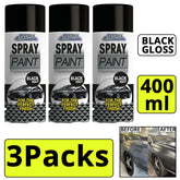 3X Car Pride Matt Black Car Spray 400ml Spray Paint
